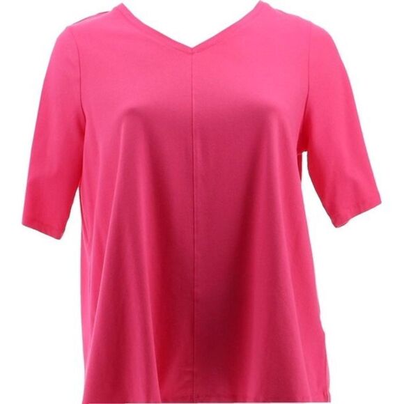 Denim & Co. Essentials Seaming Detail Elbow Sleeve Top - Picture 2 of 5